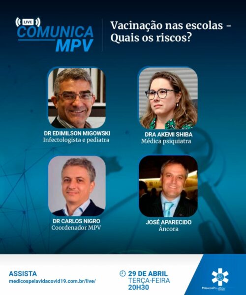 A 147ª Live Comunica MPV de terça-feira dia (29), às 20h30, fala dos alertas da própria ANVISA sobre os riscos das inoculações covid em crianças