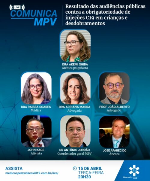 A 145ª Live Comunica MPV de terça-feira (15), às 20h30, vai trazer informações importantes sobre audiências públicas a respeito da inoculação obrigatória de crianças