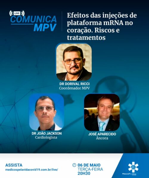 A 149ª Live Comunica MPV de terça-feira (06), às 20h30, vai falar sobre miocardites em pacientes inoculados com as injeções covid. Com os Drs. João Jackson e Dorival Ricci.