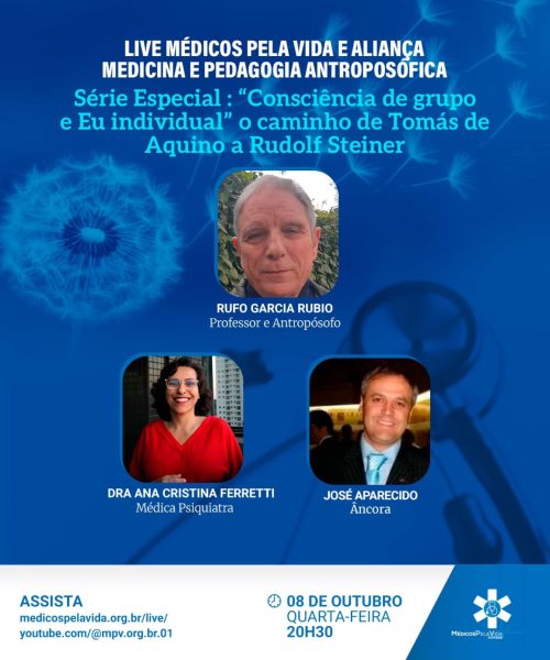 Live MPV e Aliança Antroposófica, quarta-feira (08/10) às 20h30. “Consciência de grupo e Eu individual : o caminho de Tomás de Aquino a Rudolf Steiner”